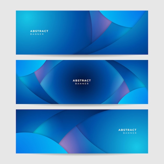 Conjunto de fondo de diseño de banner abstracto azul naranja de forma degradada moderna