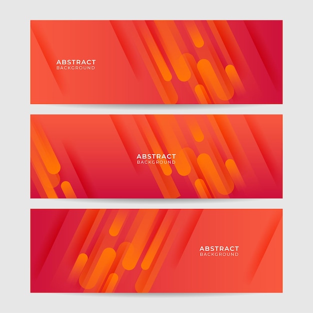 Conjunto de fondo de diseño de banner ancho de memphis colorido abstracto naranja abstracto Fondo de banner de negocio geométrico de memphis colorido abstracto Ilustración vectorial