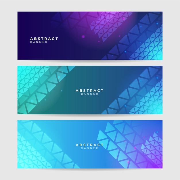 Conjunto de fondo de diseño de banner de tecnología verde púrpura azul abstracto. Fondo abstracto geométrico, poligonal, textura, diseño publicitario. Página web. encabezado para el sitio web.