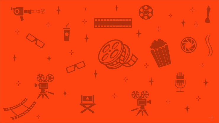 Vector conjunto de fondo de doodle de cine dibujado a mano