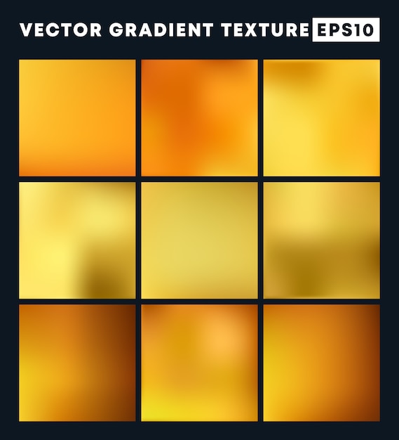 Conjunto de fondo dorado textura gradiente