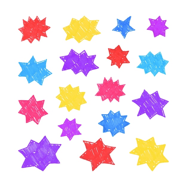 Conjunto de fondo de elementos de diseño de marco de estrellas de burbujas de discurso de marcador dibujado a mano