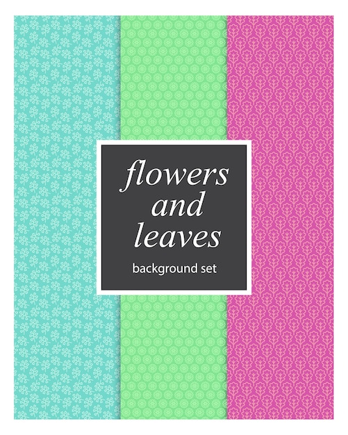 Vector conjunto de fondo de flores y hojas