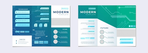 Conjunto de fondo futurista abstracto para folleto publicitario triplo científico corporativo