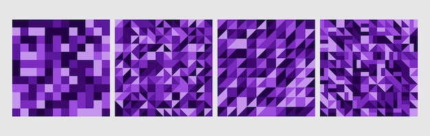 Conjunto de fondo geométrico abstracto de 4 patrones sin fisuras geométricos papel tapiz vector diseño color púrpura fondo mínimo para telón de fondo sitio web banner cartel cubierta de libro