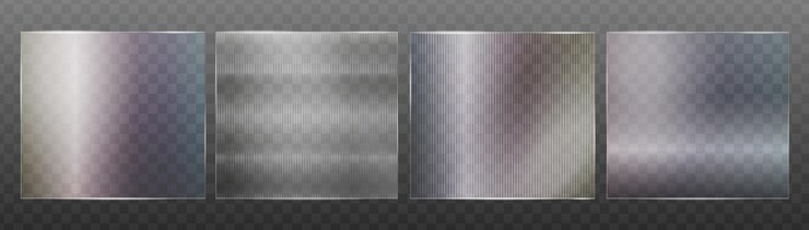 Vector conjunto de fondo de gradiente abstracto transparente con efecto de vidrio ribado de moda
