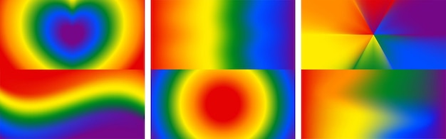 Conjunto de fondo de gradientes de arco iris en diferentes formas Ilustración vectorial
