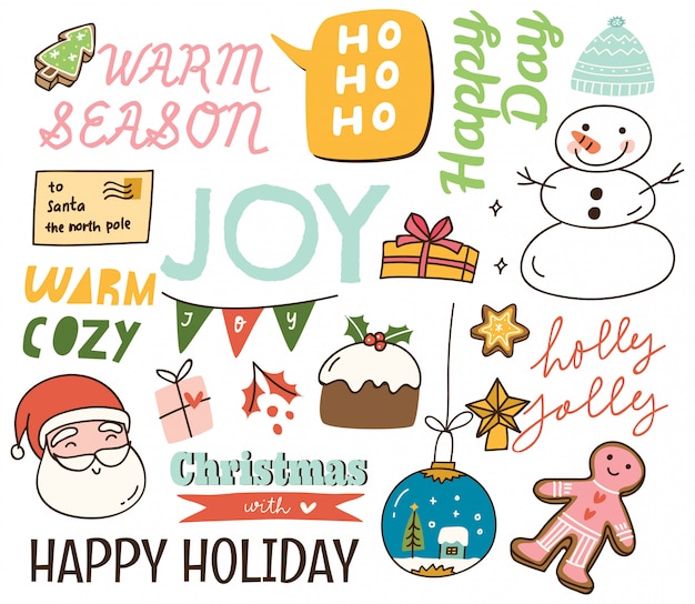 Conjunto de fondo lindo doodle de Navidad