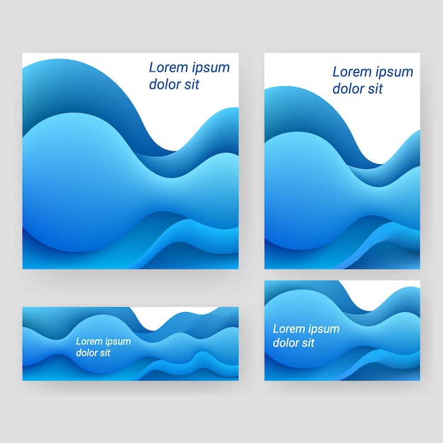 Conjunto de fondo de negocios fluido azul 3d para imprimir