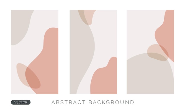 Conjunto de fondo neutral moderno para historias de redes sociales o teléfono de fondo de pantalla Diseño de vector de formas orgánicas abstractas