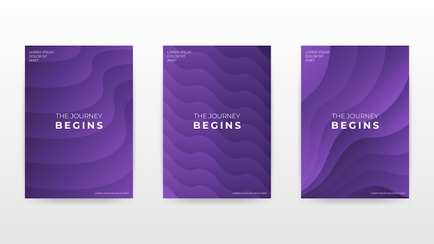 Conjunto de fondo ondulado de gradiente abstracto adecuado para cartel de portada y volante