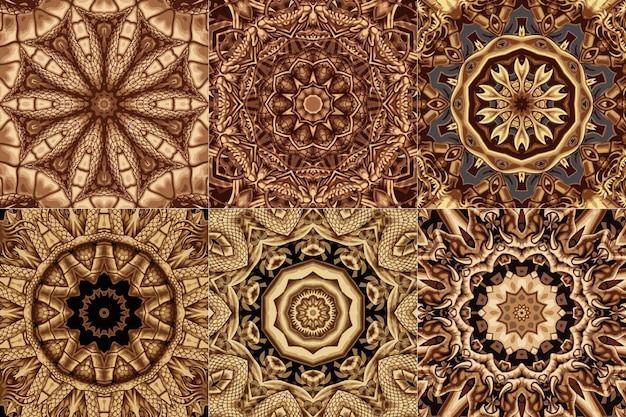 Vector conjunto de fondo de ornamento de mandala psicodélico