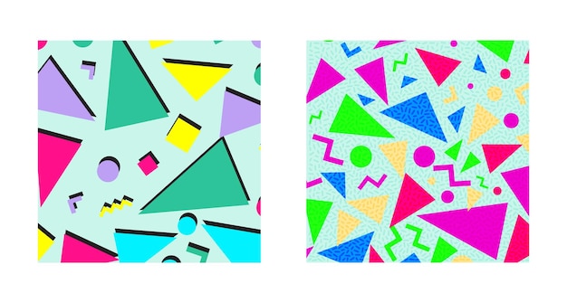 Conjunto de fondo de patrón abstracto de estilo retro vintage de los años 80 o 90 Bueno para el diseño de telas textiles papel de envolver y fondos de pantalla de sitios web Ilustración vectorial