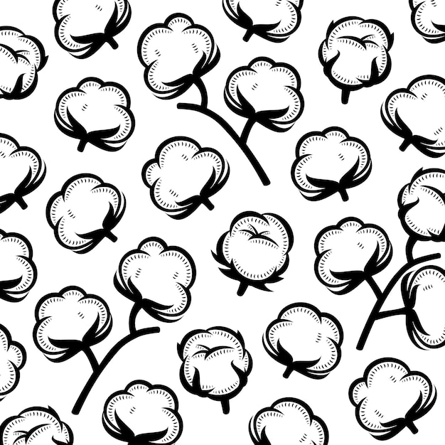 Conjunto de fondo de patrón de algodón Iconos de algodón de colección Vector