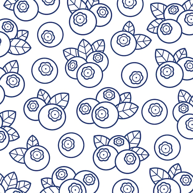 Conjunto de fondo de patrón de arándano Icono de colección Vector de arándano