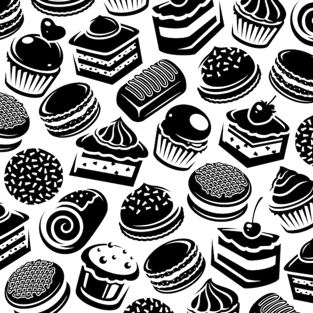 Conjunto de fondo de patrón de cookies Icono de colección cookies Vector