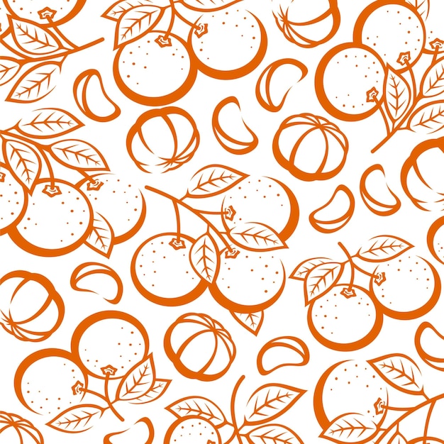 Conjunto de fondo de patrón mandarín Icono de colección mandarín Vector