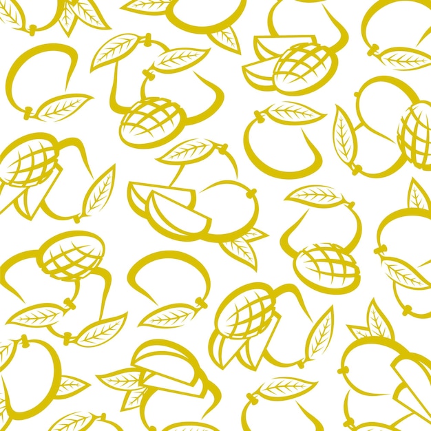 Conjunto de fondo de patrón de mango Iconos de colección mango Vector