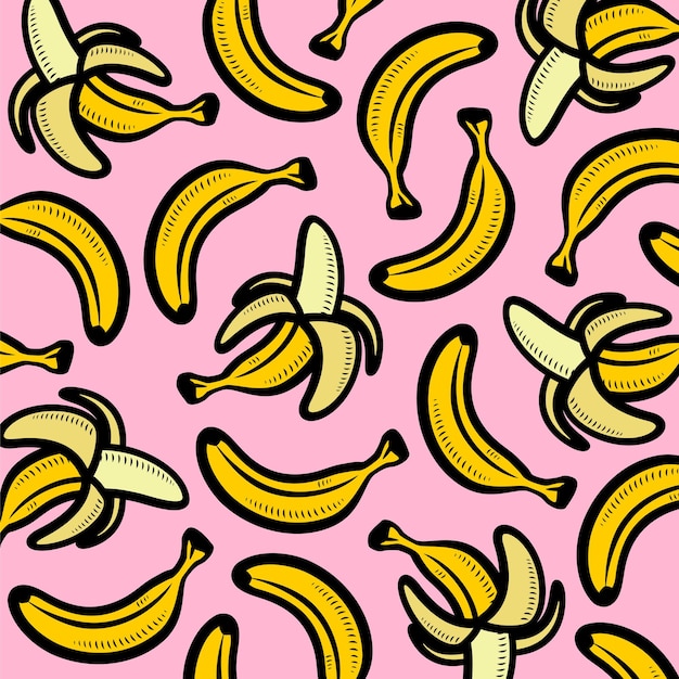 Conjunto de fondo de patrón de plátanos. plátano de los iconos de la colección. vector