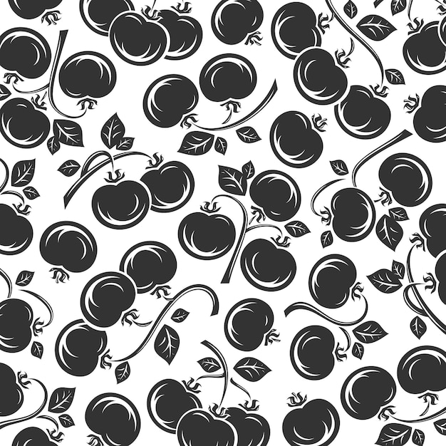Conjunto de fondo con patrón de tomate Ícono de colección de tomate Vector