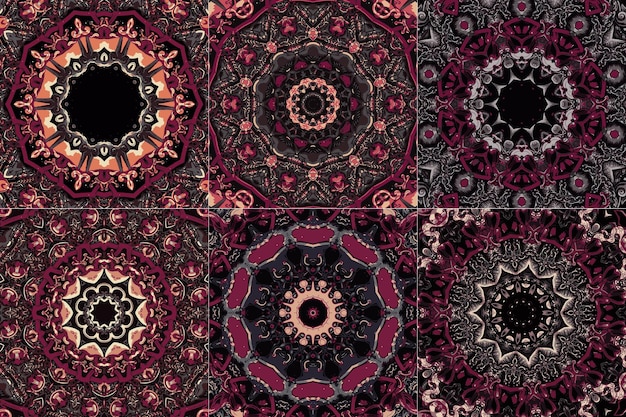 Conjunto de fondo de patrones sin fisuras florales ornamentales abstractos