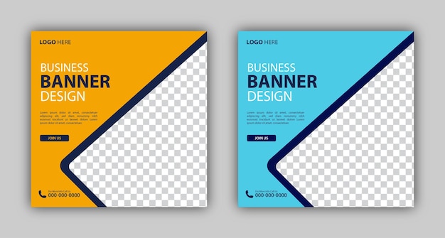 Conjunto de fondo de plantilla de diseño de banner web de negocios cuadrado editable adecuado para redes sociales
