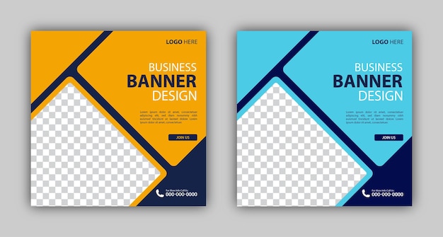 Conjunto de fondo de plantilla de diseño de banner web de negocios cuadrado editable adecuado para redes sociales
