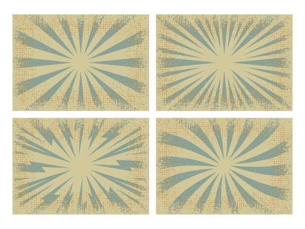 Conjunto de fondo retro grunge sunburst, ilustración vectorial
