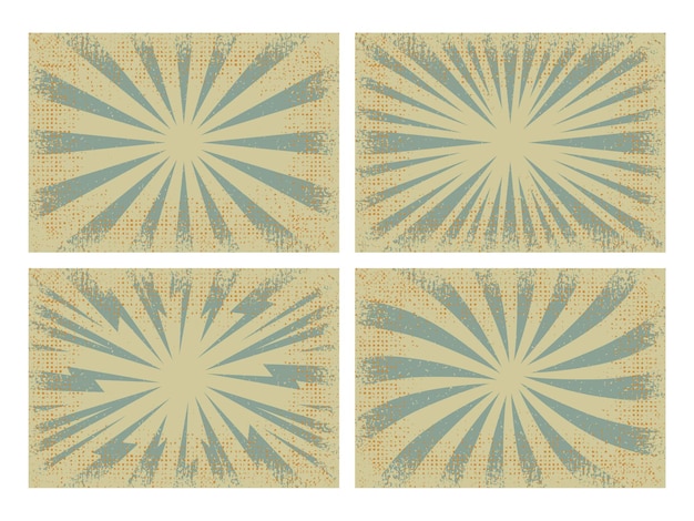 Conjunto de fondo retro grunge sunburst, ilustración vectorial