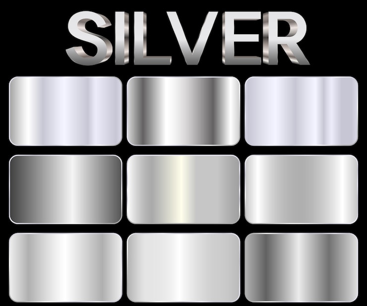 Vector conjunto de fondo de textura de aluminio plateado malla de gradiente plateado realista de alta resolución