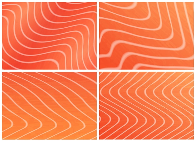 Conjunto de fondo de textura de carne de pescado de trucha de salmón