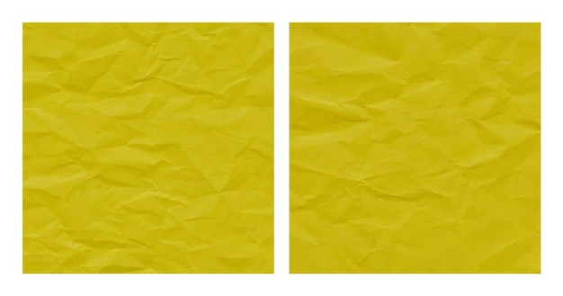 Vector conjunto de fondo de textura de papel amarillo arrugado realista