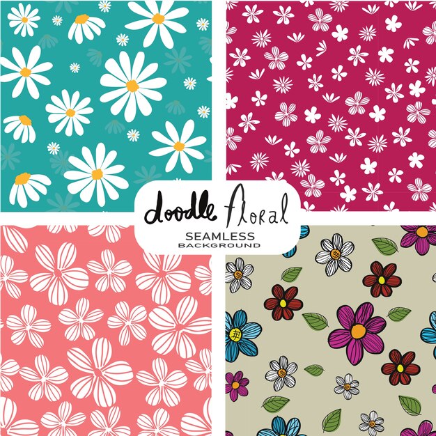 Conjunto de fondo transparente doodle floral