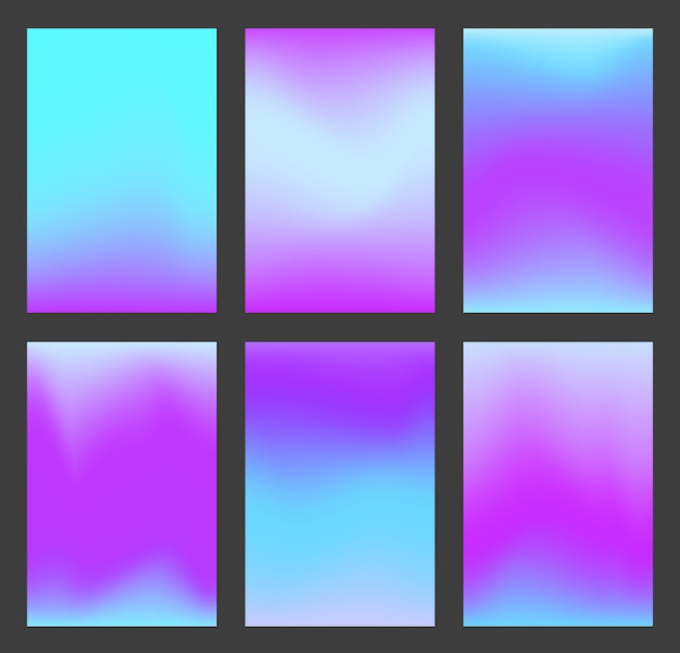 Conjunto de fondo ui degradado azul y violeta tranquilo