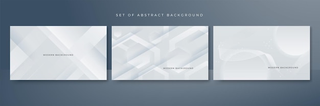 Conjunto de fondo de vector monocromático blanco abstracto para folleto de diseño folleto de sitio web Fondo de pantalla blanco geométrico para página de inicio de presentación de certificado