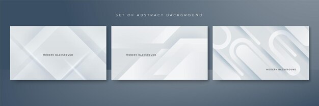 Conjunto de fondo de vector monocromático blanco abstracto para folleto de diseño folleto de sitio web Fondo de pantalla blanco geométrico para página de inicio de presentación de certificado