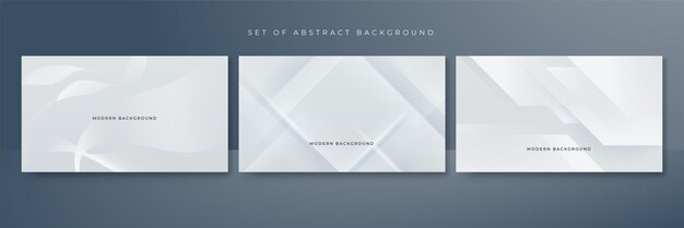 Conjunto de fondo de vector monocromático blanco abstracto para folleto de diseño folleto de sitio web Fondo de pantalla blanco geométrico para página de inicio de presentación de certificado