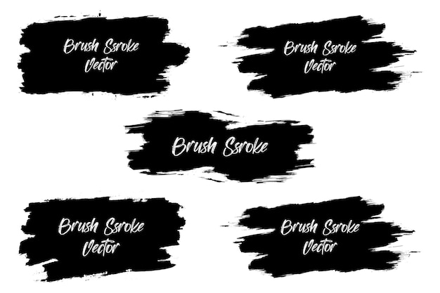 Conjunto de fondo vectorial de trazo de pincel negro
