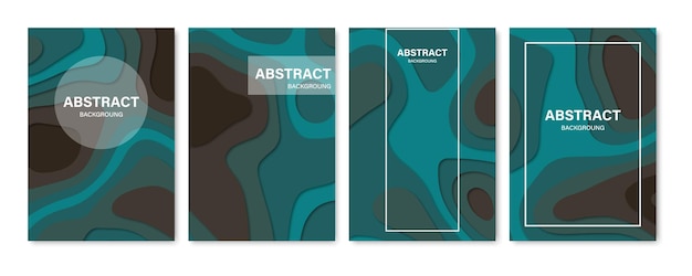 Conjunto de fondos abstractos en 3d. formas de corte de papel. plantilla para banner, folleto, portada de libro, diseño de folleto. ilustración vectorial.