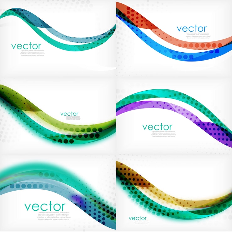 Vector conjunto de fondos abstractos corporativos de negocios, plantillas de diseño de folletos o volantes de ondas, ilustración vectorial