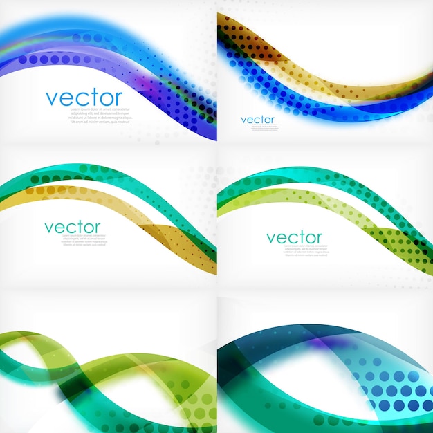 Vector conjunto de fondos abstractos corporativos de negocios, plantillas de diseño de folletos o volantes de ondas, ilustración vectorial