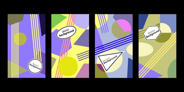 Conjunto de fondos abstractos creativos dibujados a mano con formas abstractas texturizadas y garabates coloridos