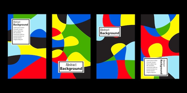 Conjunto de fondos abstractos creativos dibujados a mano con formas abstractas texturizadas y garabates coloridos