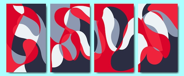 Conjunto de fondos abstractos curvos y coloridos
