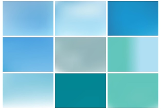 Conjunto de fondos abstractos de degradado azul Colección de fondos de malla de degradado azul simple VectorxA