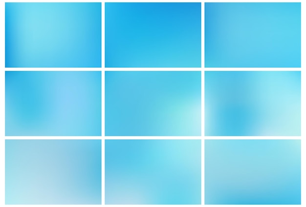 Vector conjunto de fondos abstractos de degradado azul colección de fondos de malla de degradado azul simple vectorxa