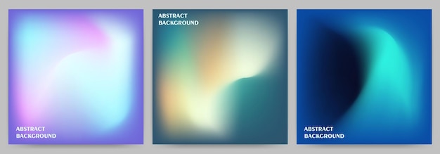 Conjunto de fondos abstractos con desenfoque de degradado de efecto holográfico