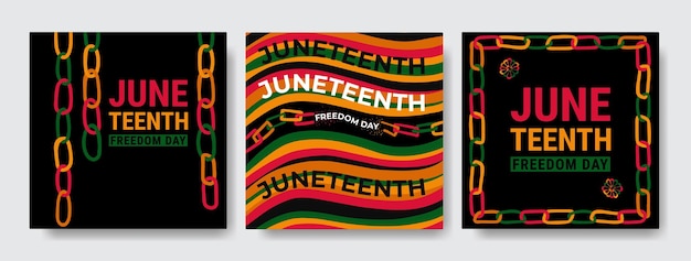 Conjunto de fondos abstractos del día de la libertad del 19 de junio con ilustración de la libertad