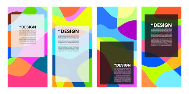 Conjunto de fondos abstractos de diseño plano colorido