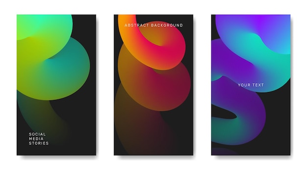 Un conjunto de fondos abstractos con elementos 3D suaves de gradiente colorido